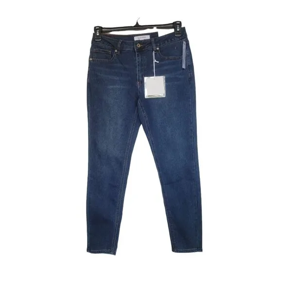 👖 Ellen Tracy Mid Rise Skinny Slim Jeans NEW Size 8 Women Ace Wash Denim blue