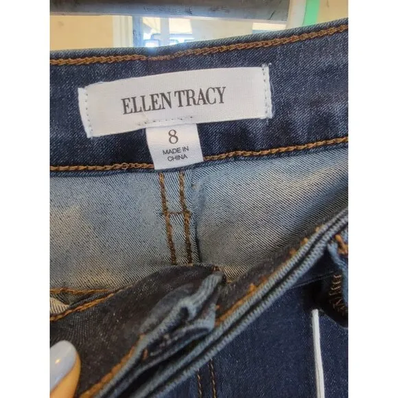 👖 Ellen Tracy Mid Rise Skinny Slim Jeans NEW Size 8 Women Ace Wash Denim blue