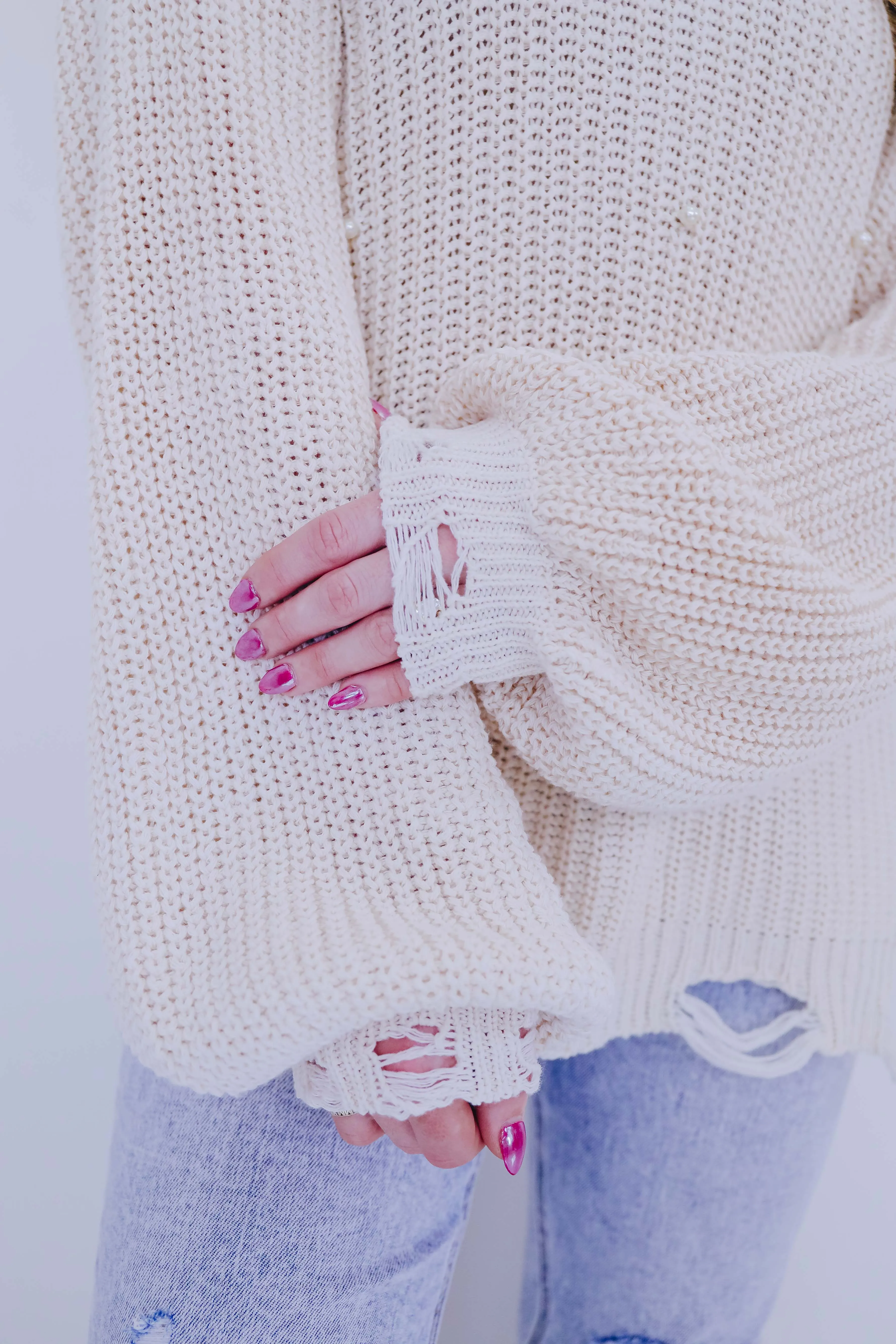 *** Tori Chiffon Twist N Beaded Sweater By POL SAMPLE