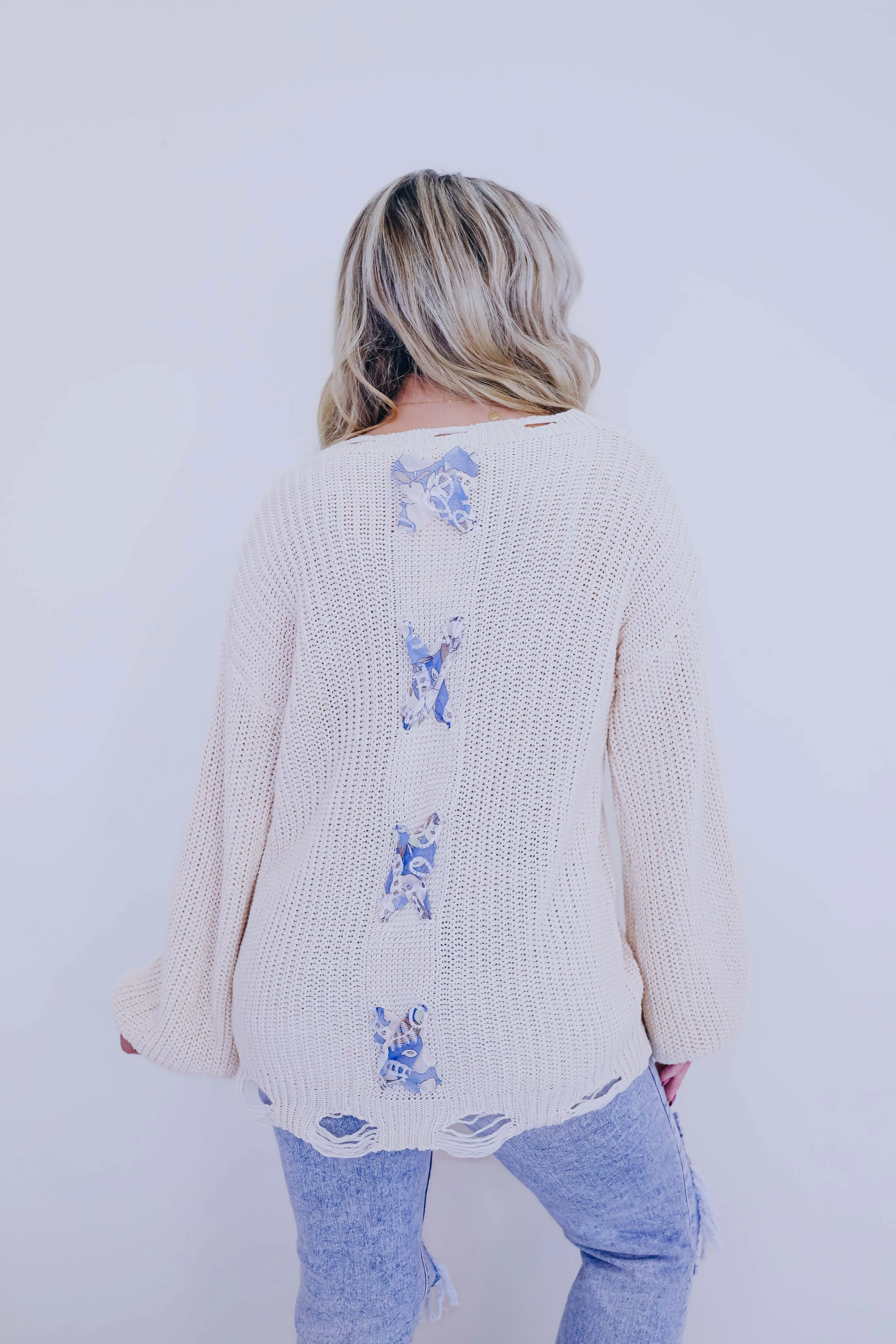 *** Tori Chiffon Twist N Beaded Sweater By POL SAMPLE
