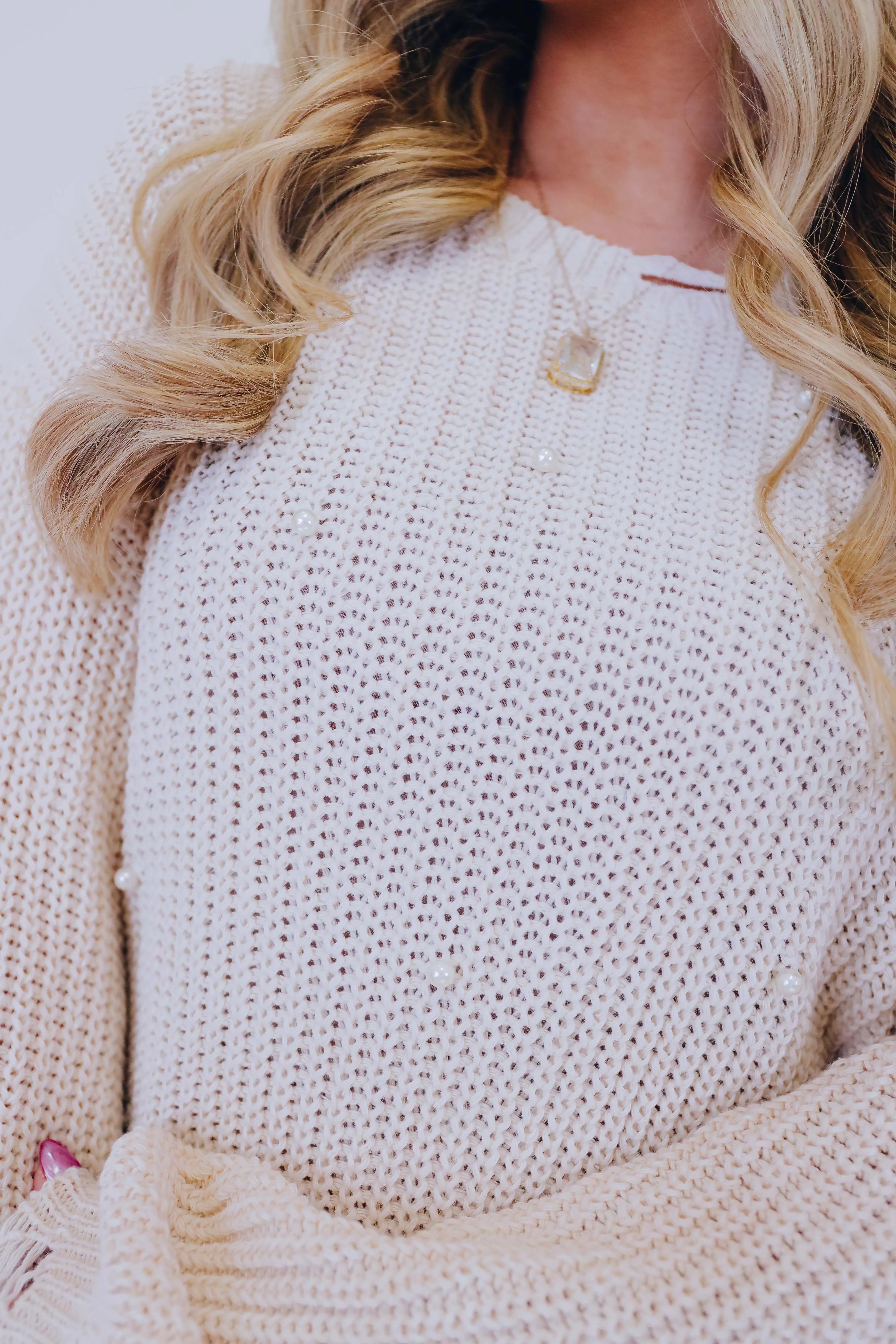 *** Tori Chiffon Twist N Beaded Sweater By POL SAMPLE