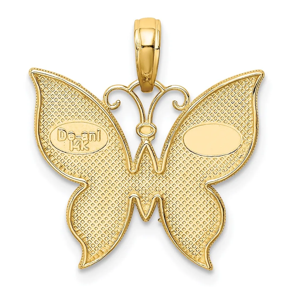 14K w/Rhodium Butterfly Pendant