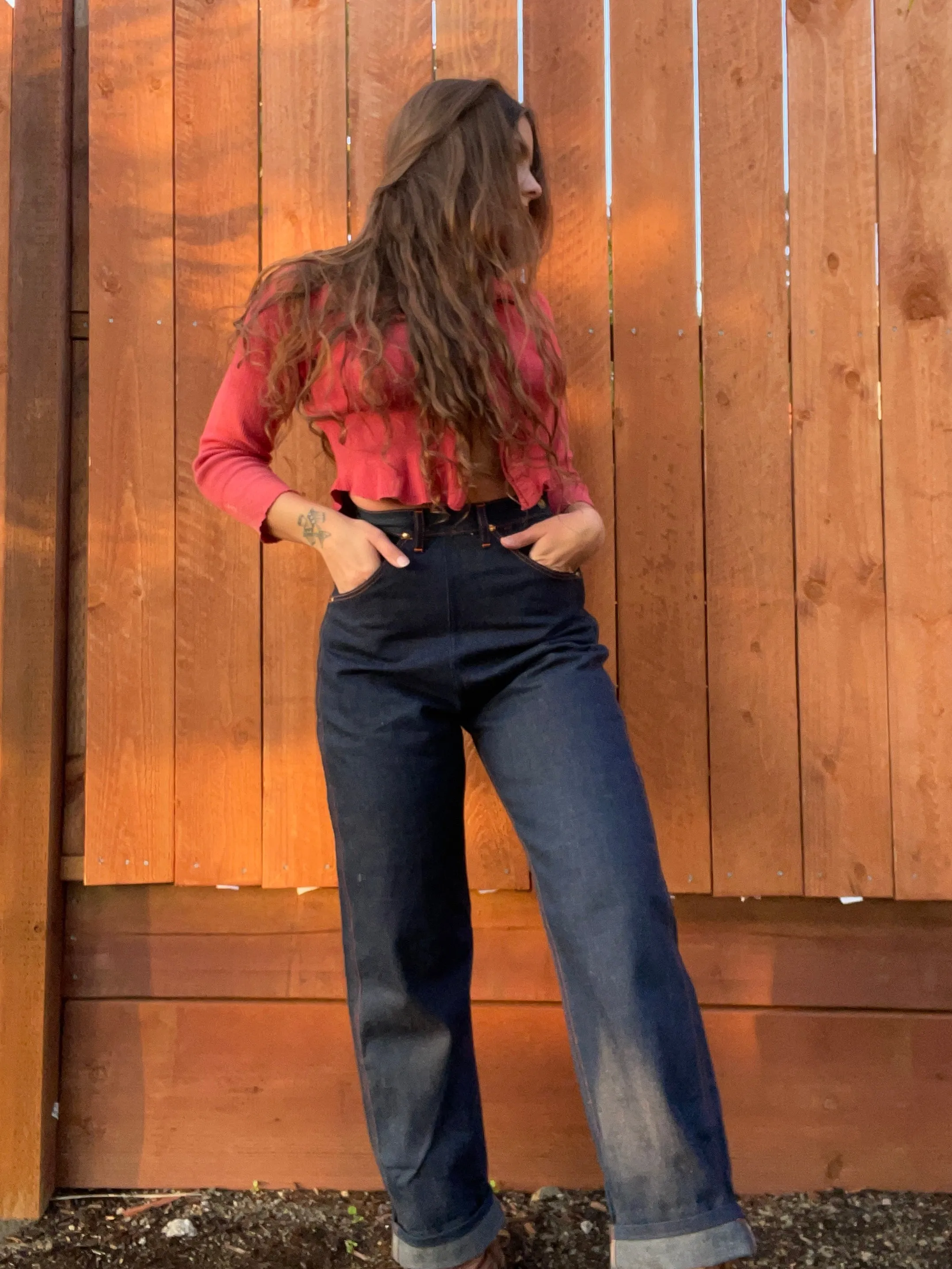 1950s Deadstock Blue Bell Side Zip Jeans
