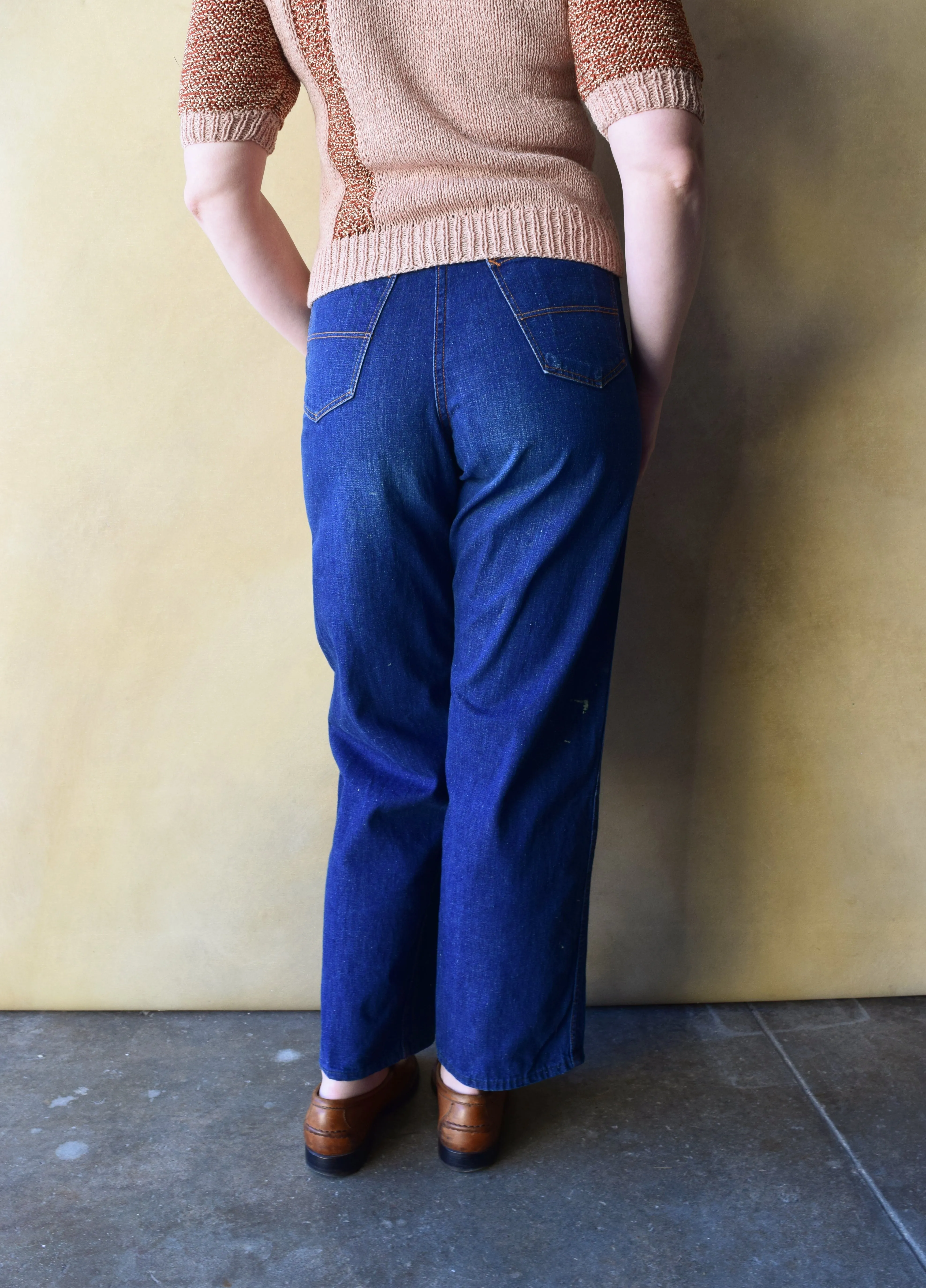 1950s Ranchcraft denim jeans . side zip jeans . 26 waist