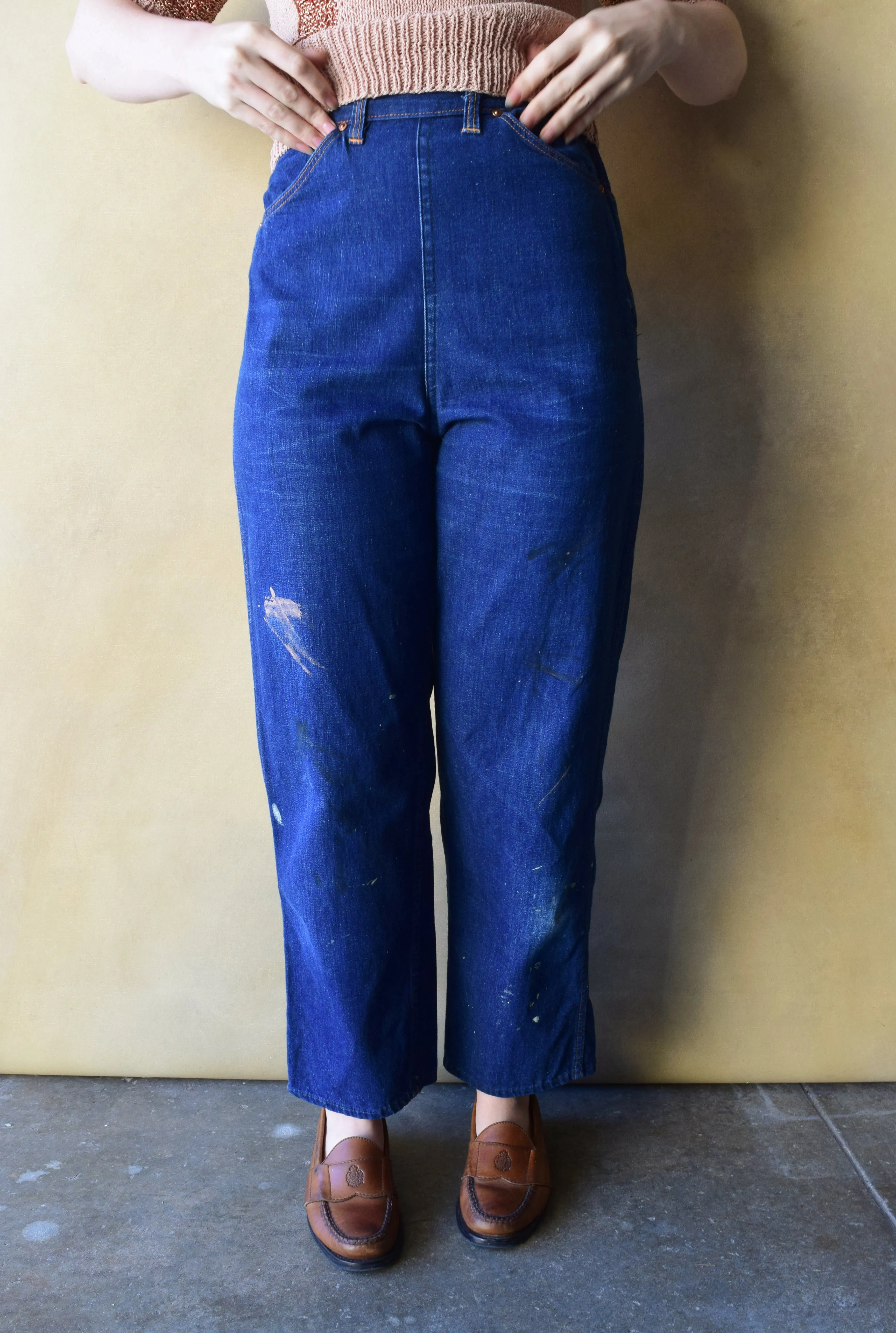 1950s Ranchcraft denim jeans . side zip jeans . 26 waist