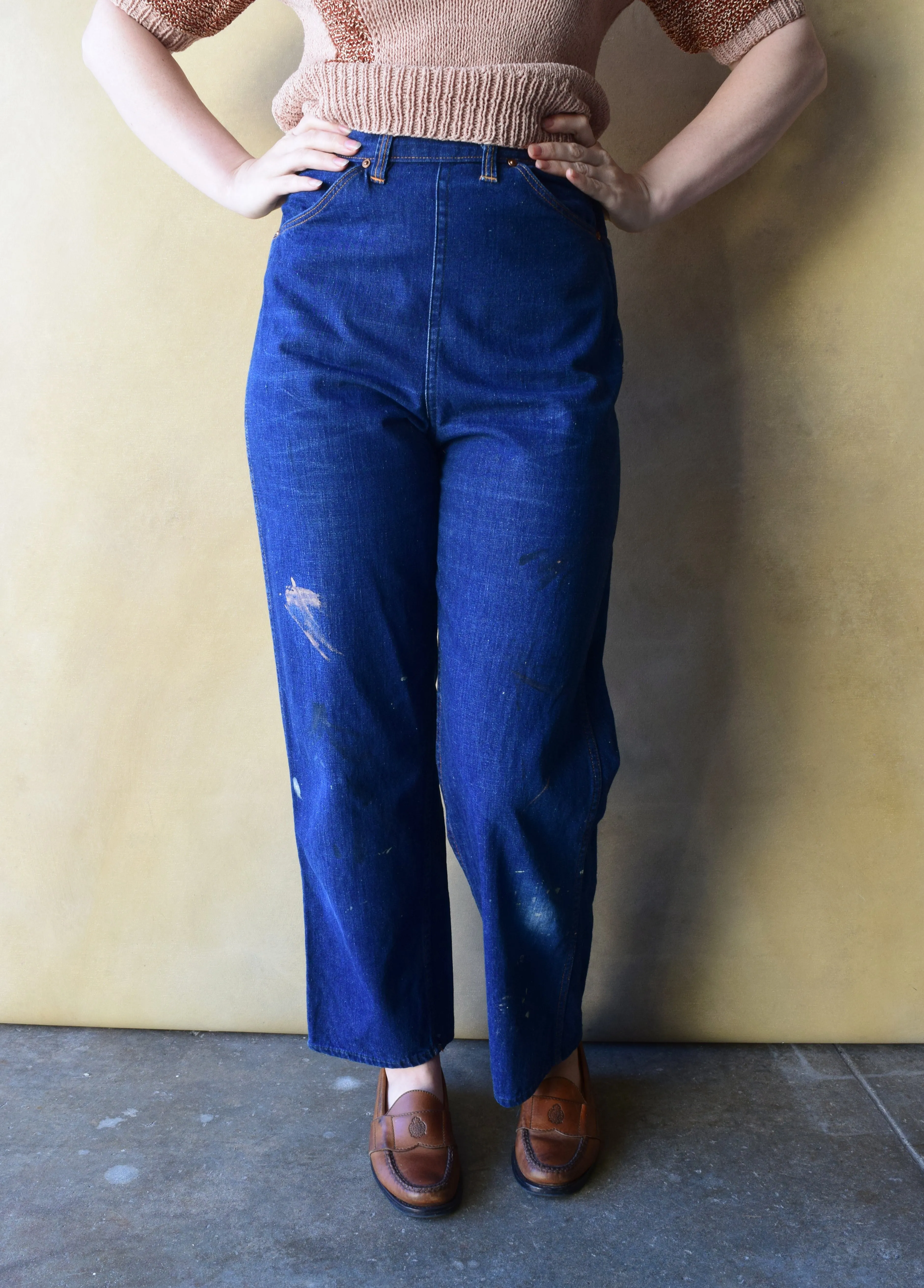 1950s Ranchcraft denim jeans . side zip jeans . 26 waist
