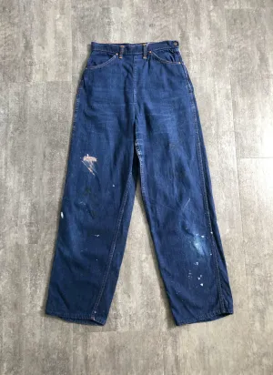 1950s Ranchcraft denim jeans . side zip jeans . 26 waist