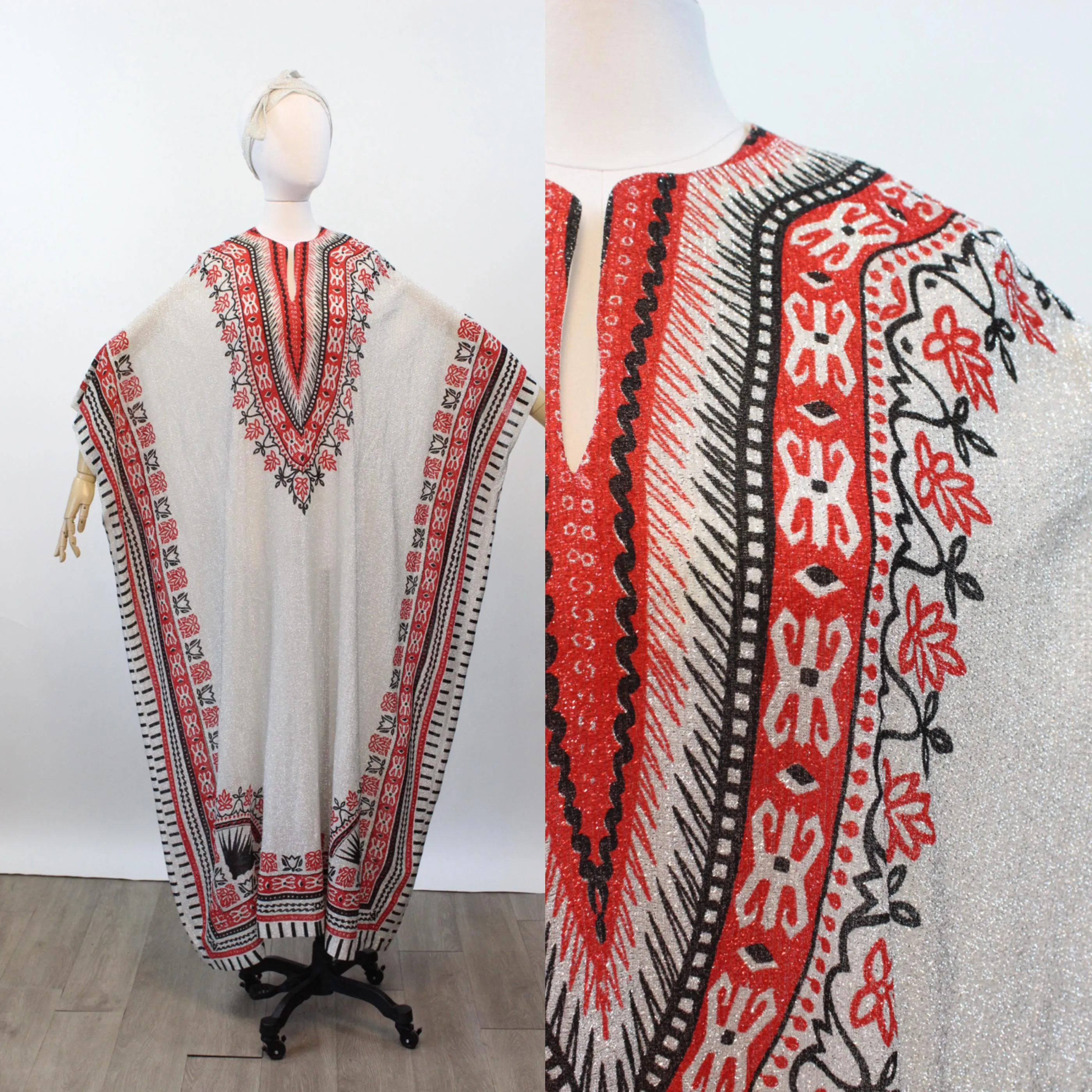 1970s EGYPTIAN CAFTAN metallic dress all sizes | new fall winter