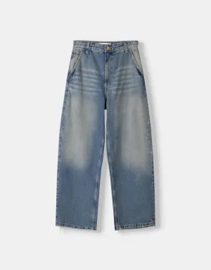 2024 Unisex baggy skater jeans Highwaist Dusty blue