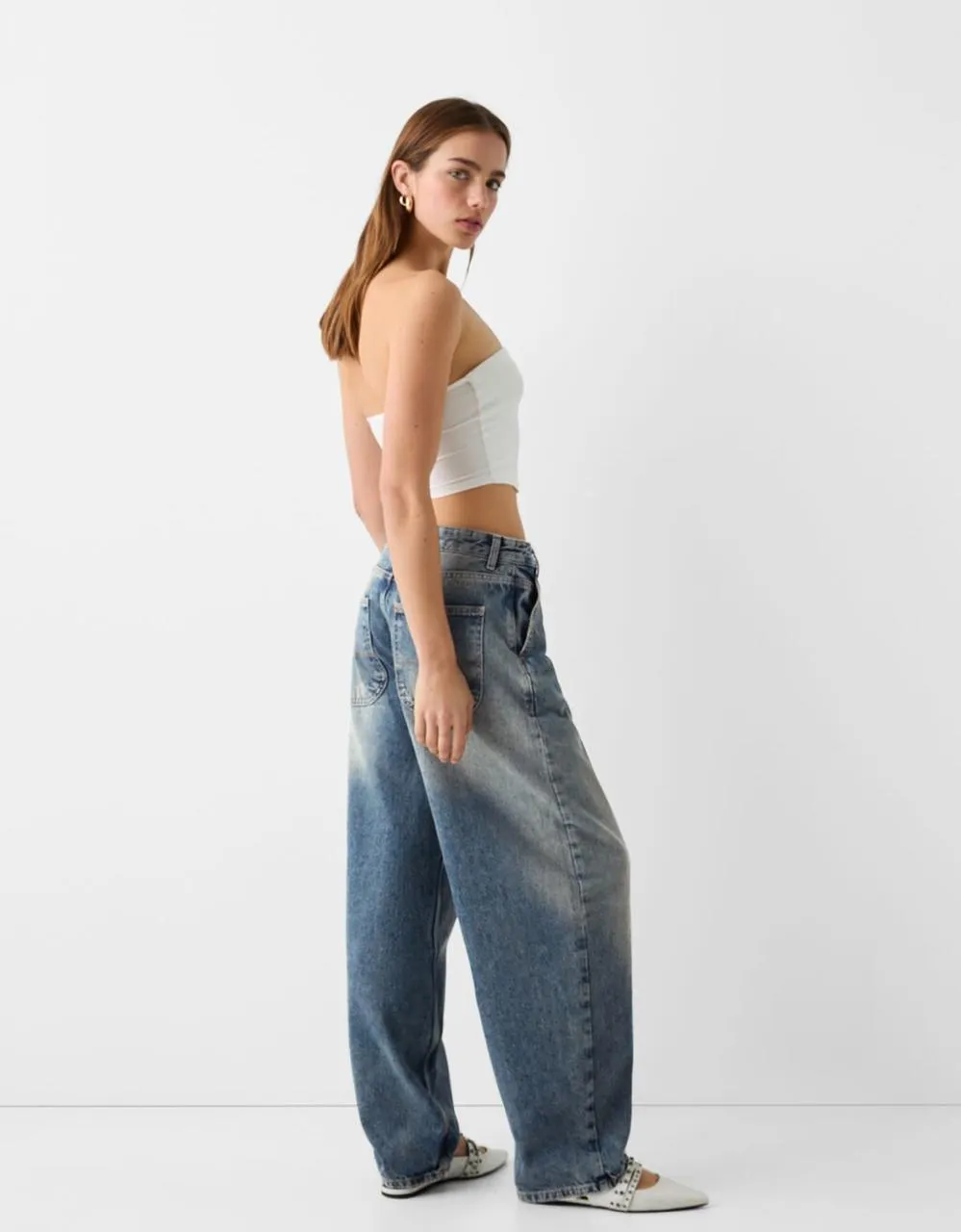 2024 Unisex baggy skater jeans Highwaist Dusty blue