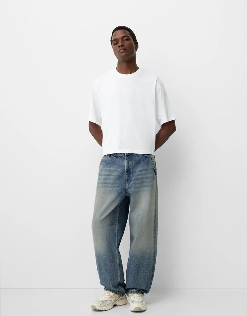 2024 Unisex baggy skater jeans Highwaist Dusty blue
