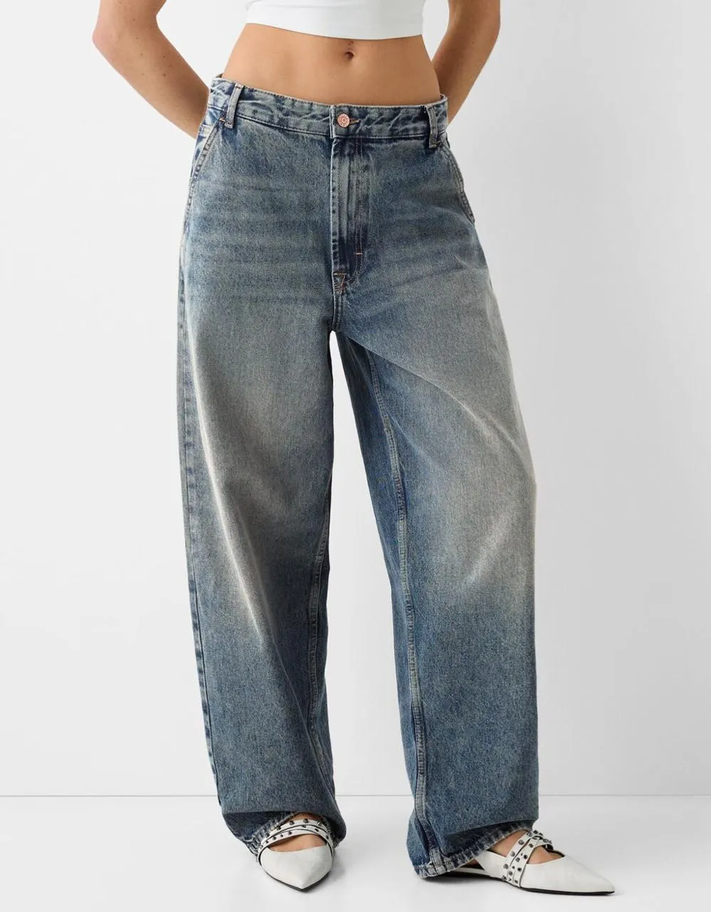 2024 Unisex baggy skater jeans Highwaist Dusty blue