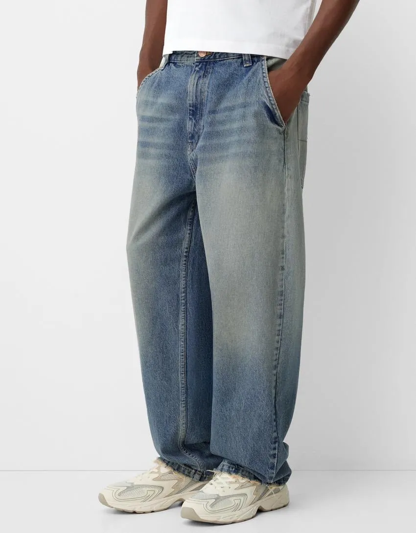 2024 Unisex baggy skater jeans Highwaist Dusty blue