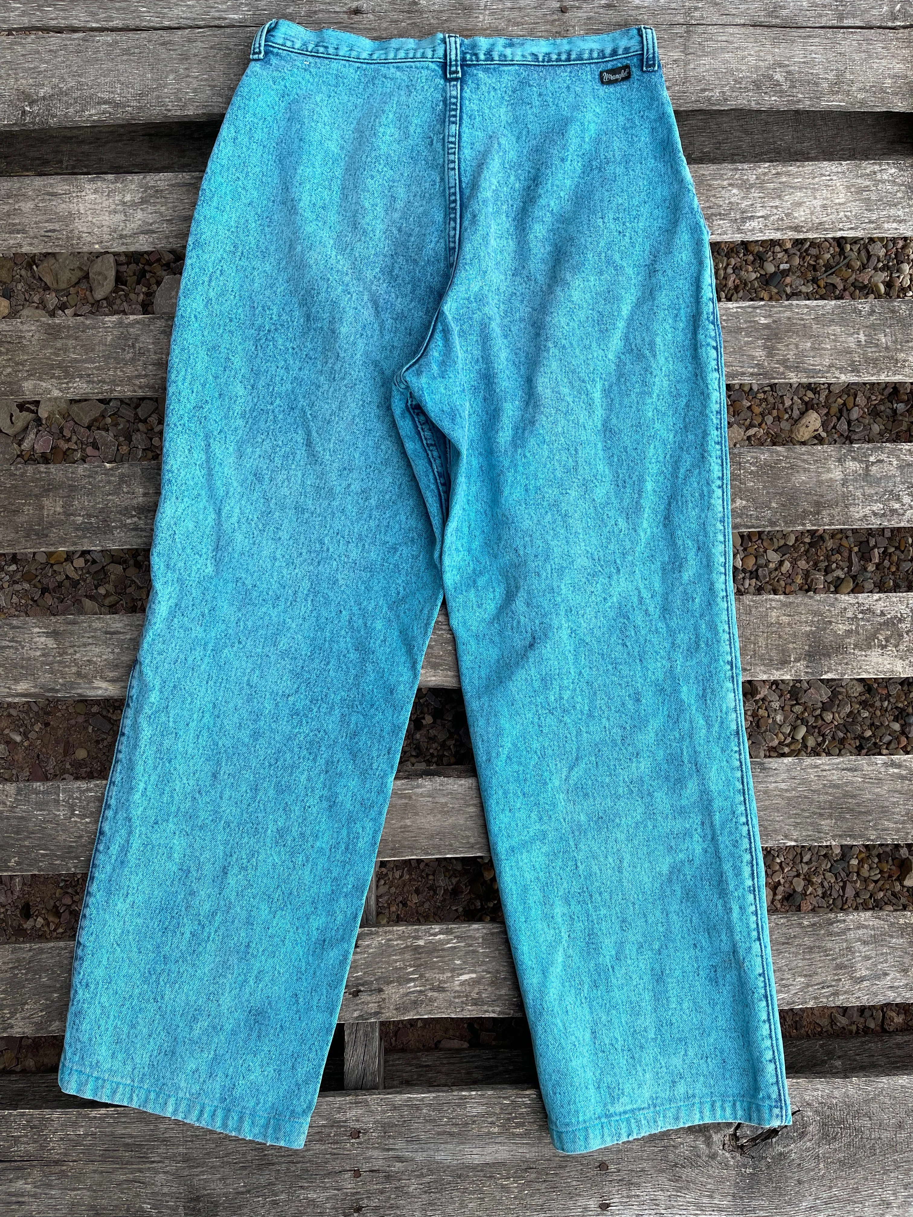 33” Vintage Acid Wash Blue Wranglers