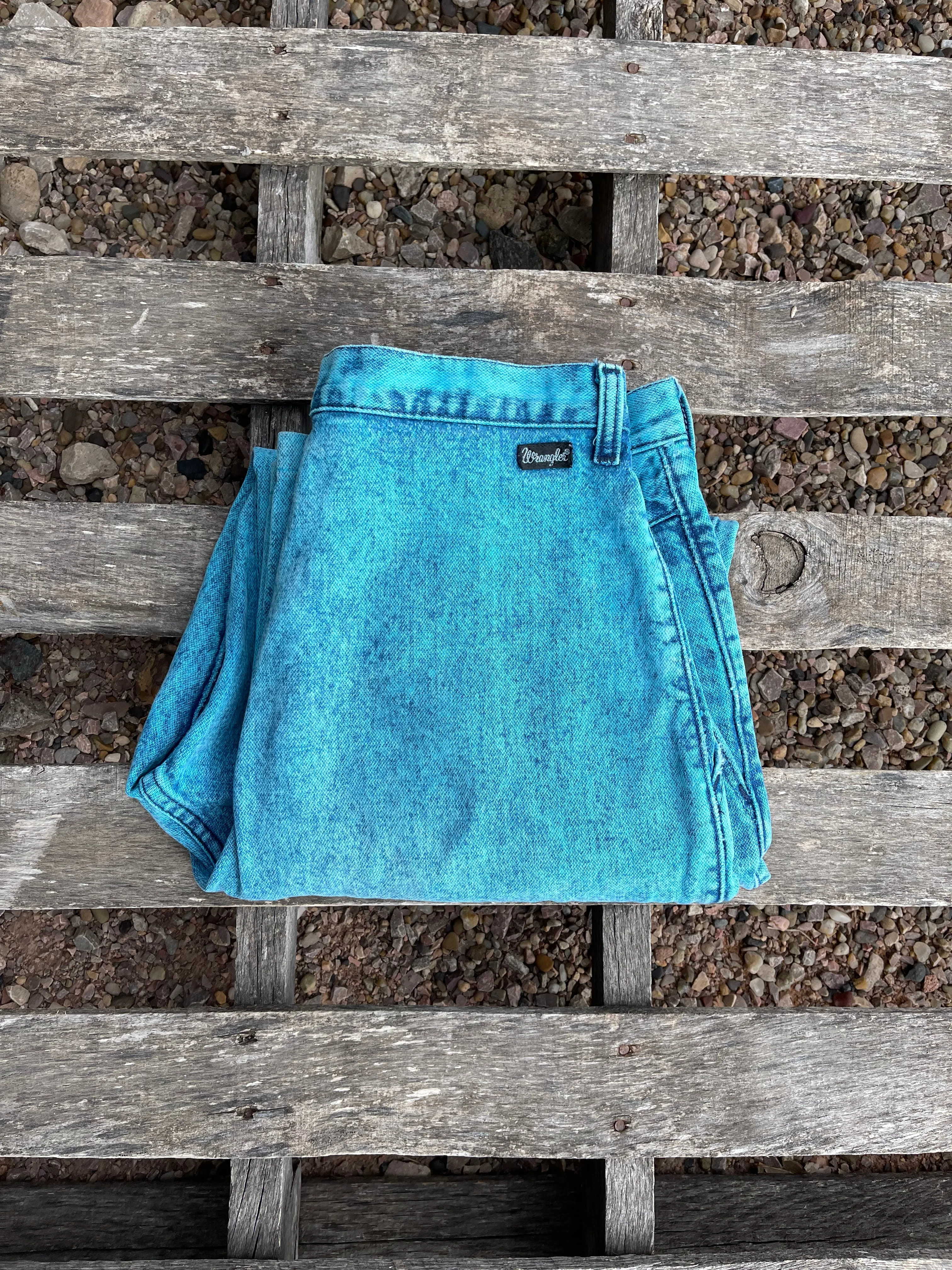 33” Vintage Acid Wash Blue Wranglers
