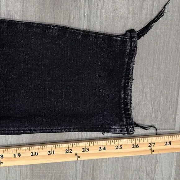 Abercrombie &amp; Fitch The Mom High Rise Jeans in Distressed Black Curve Love
