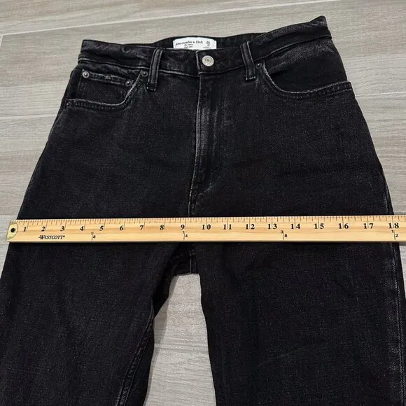 Abercrombie &amp; Fitch The Mom High Rise Jeans in Distressed Black Curve Love