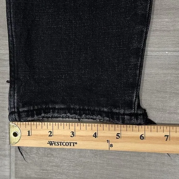 Abercrombie &amp; Fitch The Mom High Rise Jeans in Distressed Black Curve Love