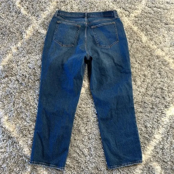 Abercrombie &amp; Fitch Ultra High Rise 90s Straight Jeans in Dark Marble Blue 33 S