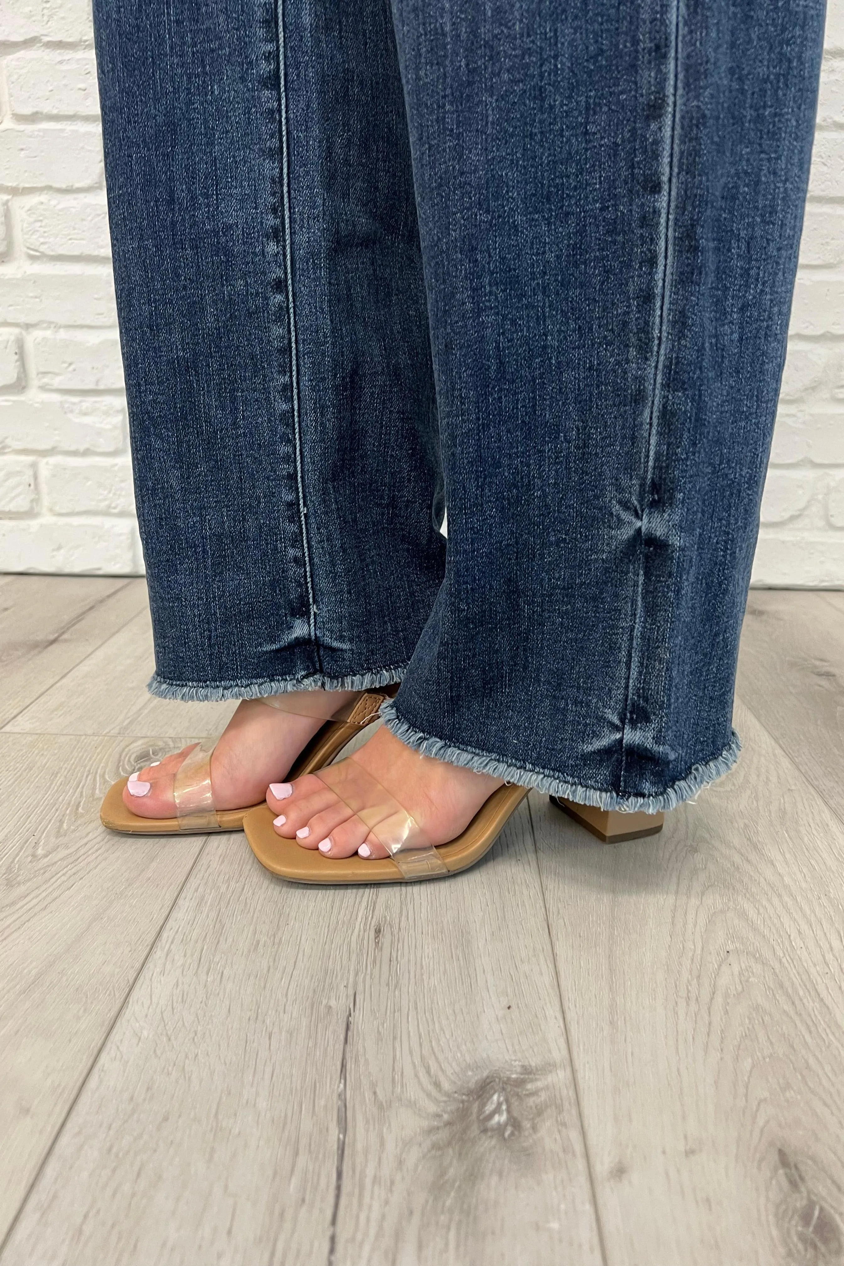 Addie Mid Rise Vintage Wash Wide Leg Jeans