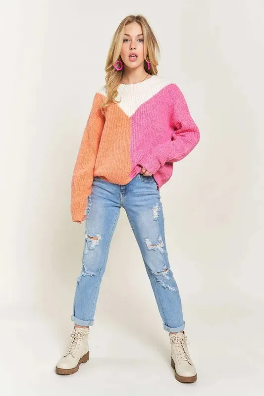 ADORA Colorblock Comfy Sweater Top