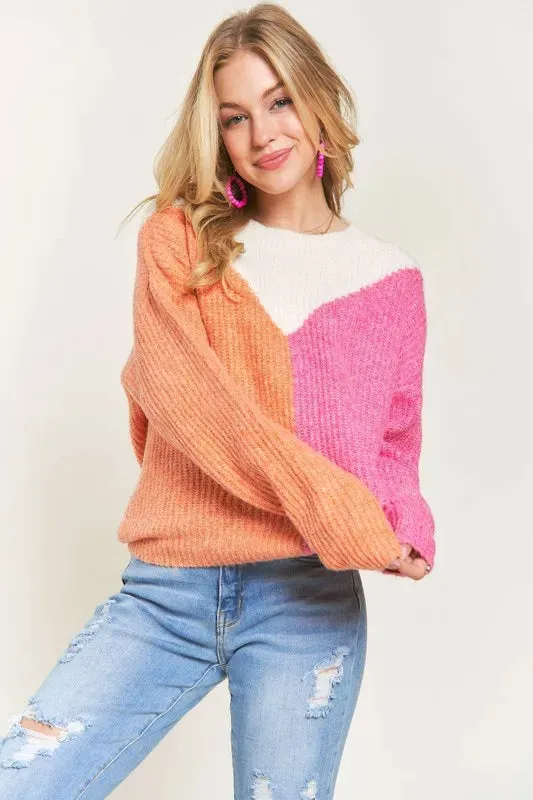 ADORA Colorblock Comfy Sweater Top