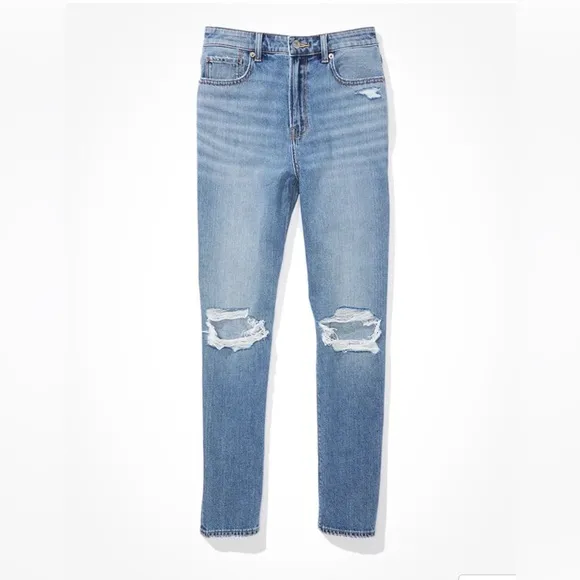 AE Ripped Mom Jean, in the color Cool Classic, Size 16, NWOT