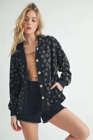 Aemi   Co Floral Button Up Hooded Jacket