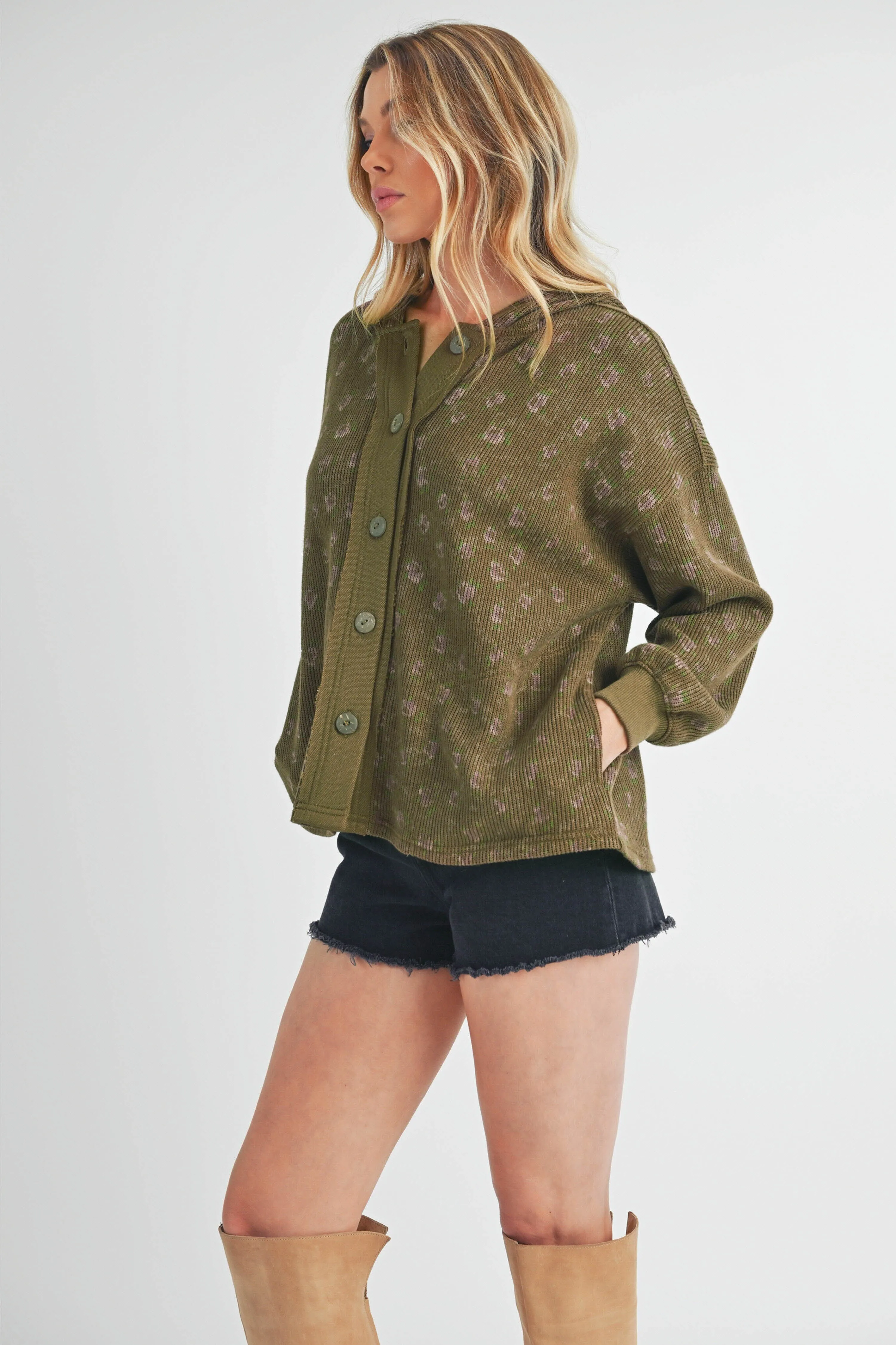 Aemi   Co Floral Button Up Hooded Jacket