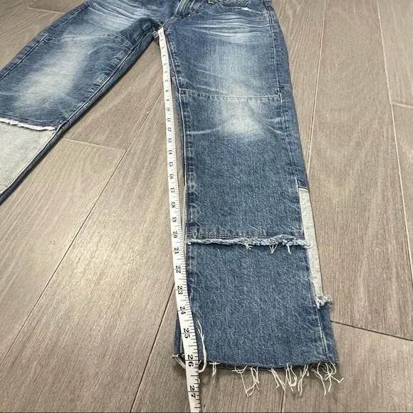 AG Adriano Goldschmied EX BOYFRIEND SLIM Slouchy PatchWork Distressed Jeans 24