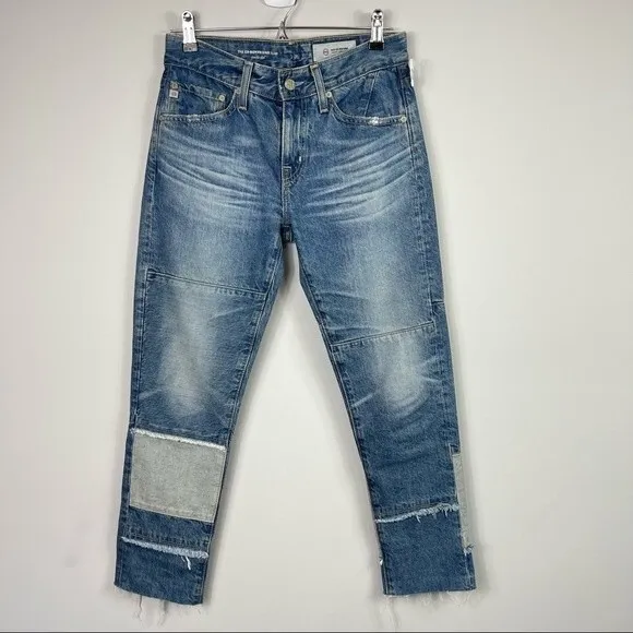AG Adriano Goldschmied EX BOYFRIEND SLIM Slouchy PatchWork Distressed Jeans 24