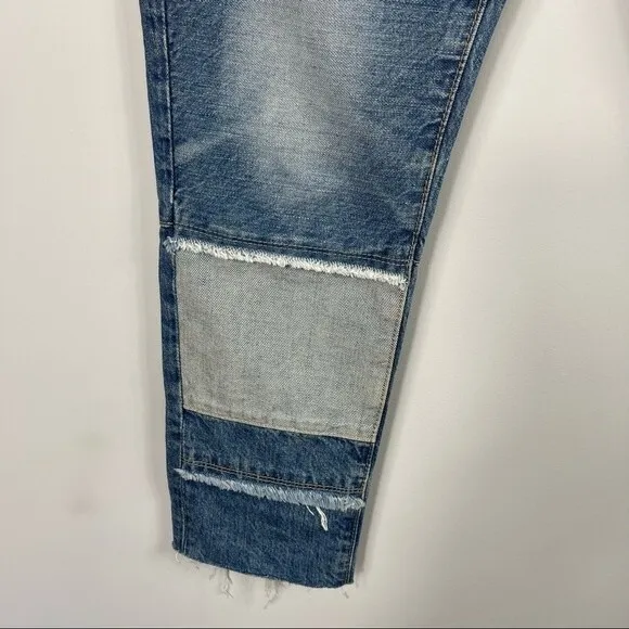 AG Adriano Goldschmied EX BOYFRIEND SLIM Slouchy PatchWork Distressed Jeans 24