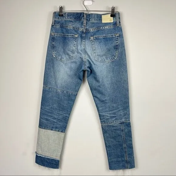AG Adriano Goldschmied EX BOYFRIEND SLIM Slouchy PatchWork Distressed Jeans 24