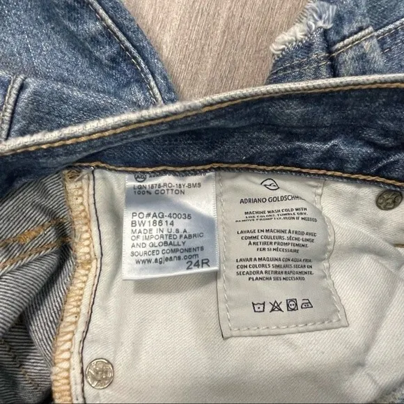 AG Adriano Goldschmied EX BOYFRIEND SLIM Slouchy PatchWork Distressed Jeans 24