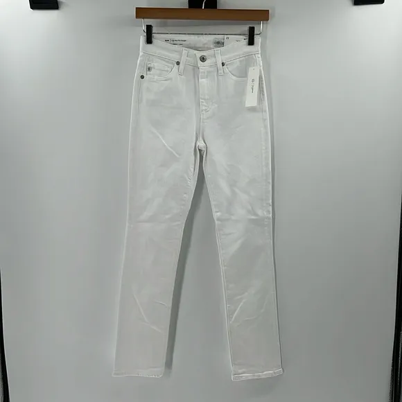 AG Adriano Goldschmied Mari High Rise Slim Straight Jeans - White - 23 - NWT