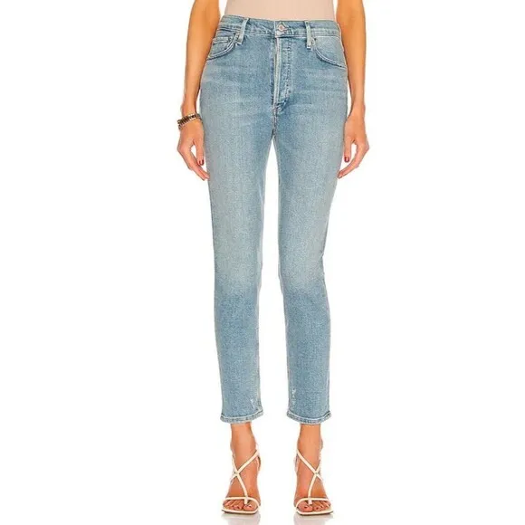 AGOLDE Jeans Nico High Rise Slim Fit Light Wash Organic Cotton Denim Stretch 28