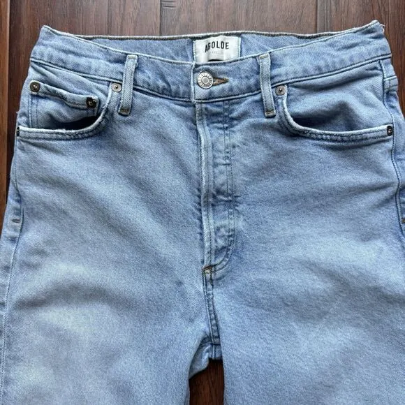AGOLDE Jeans Nico High Rise Slim Fit Light Wash Organic Cotton Denim Stretch 28