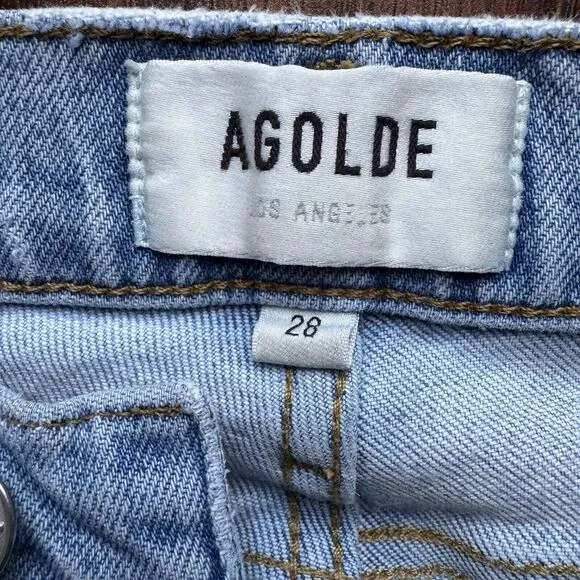 AGOLDE Jeans Nico High Rise Slim Fit Light Wash Organic Cotton Denim Stretch 28