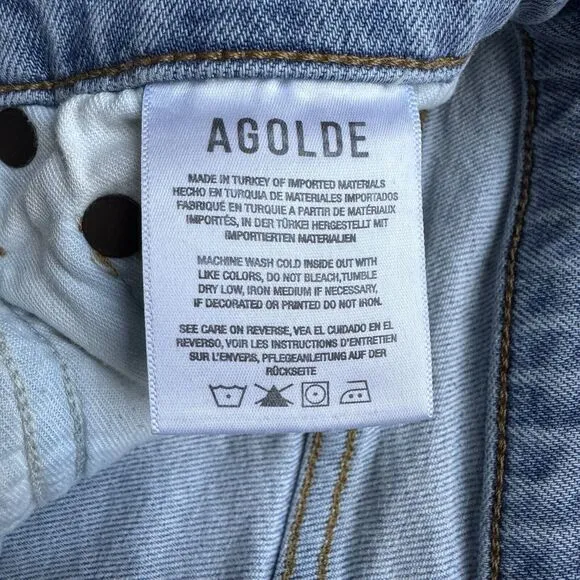 AGOLDE Jeans Nico High Rise Slim Fit Light Wash Organic Cotton Denim Stretch 28