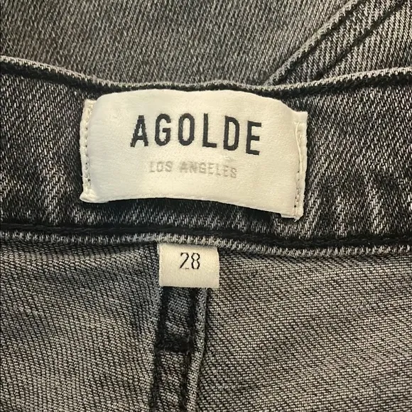 Agolde Toni Mid-Rise Slim Straight Leg Denim Jeans Grey Gray Size 28