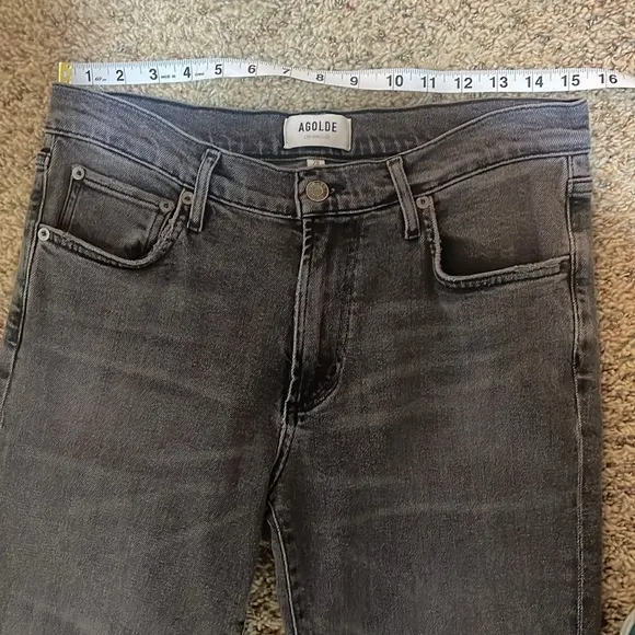 Agolde Toni Mid-Rise Slim Straight Leg Denim Jeans Grey Gray Size 28