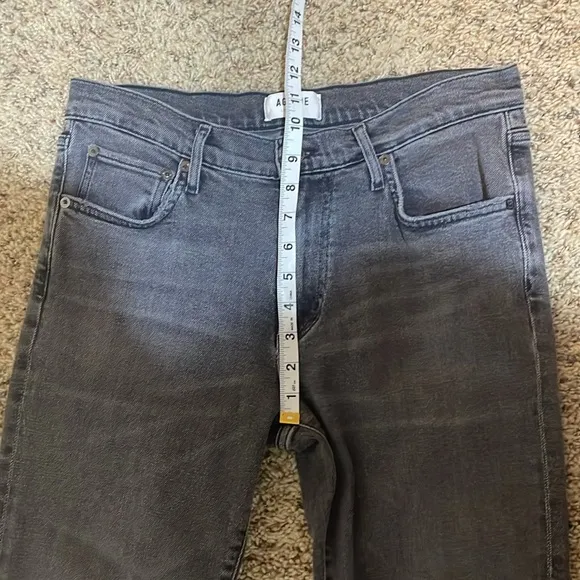 Agolde Toni Mid-Rise Slim Straight Leg Denim Jeans Grey Gray Size 28