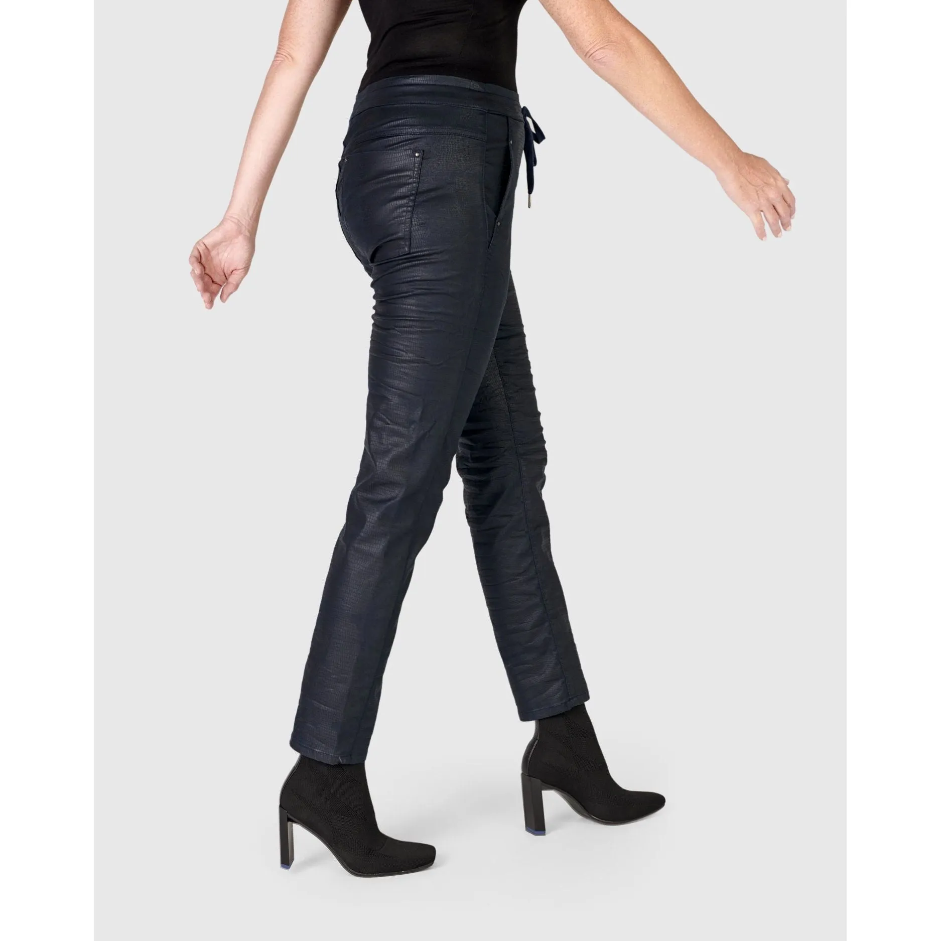 Alembika Pant, Snake Iconic Stretch, Metallic Navy S, M & XL