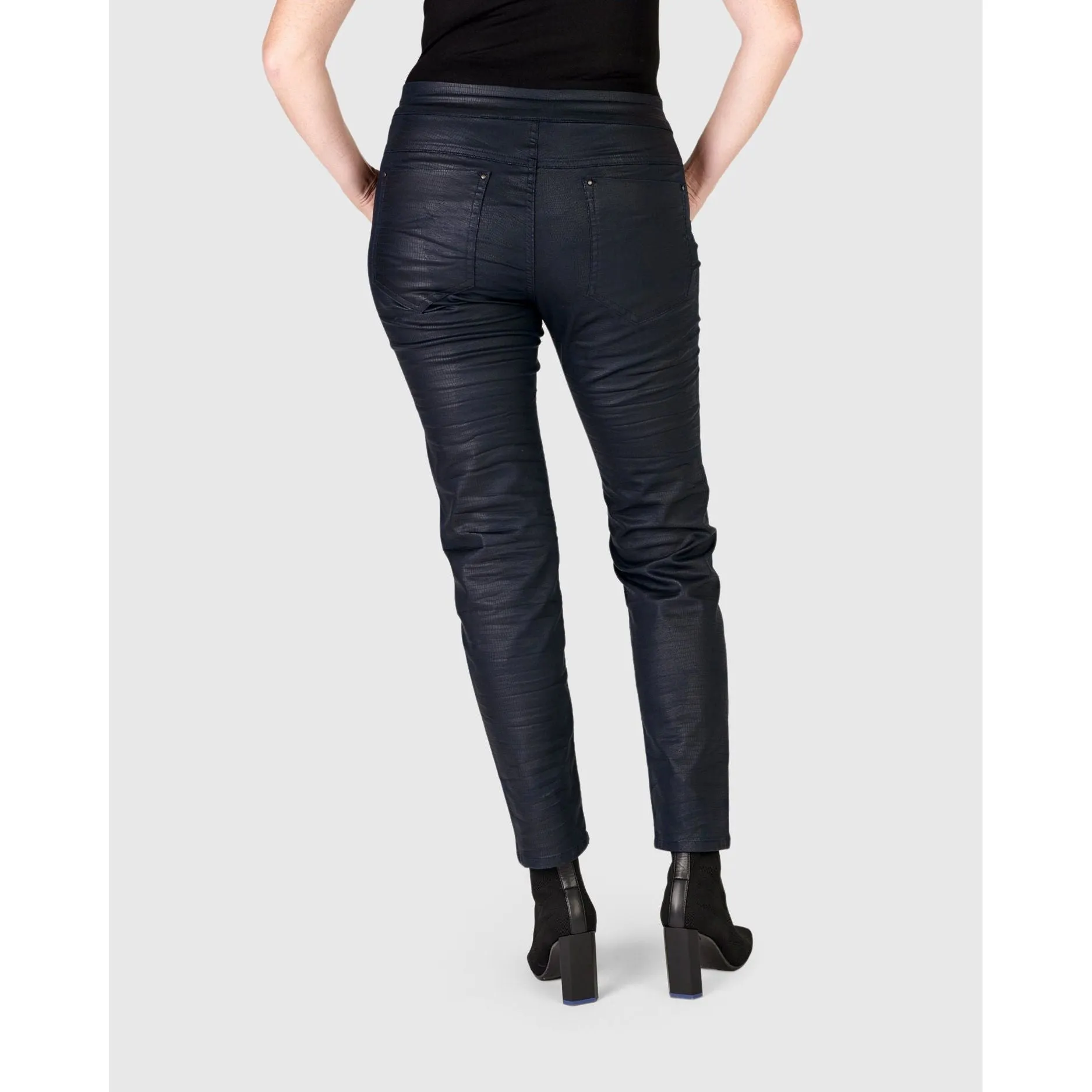 Alembika Pant, Snake Iconic Stretch, Metallic Navy S, M & XL