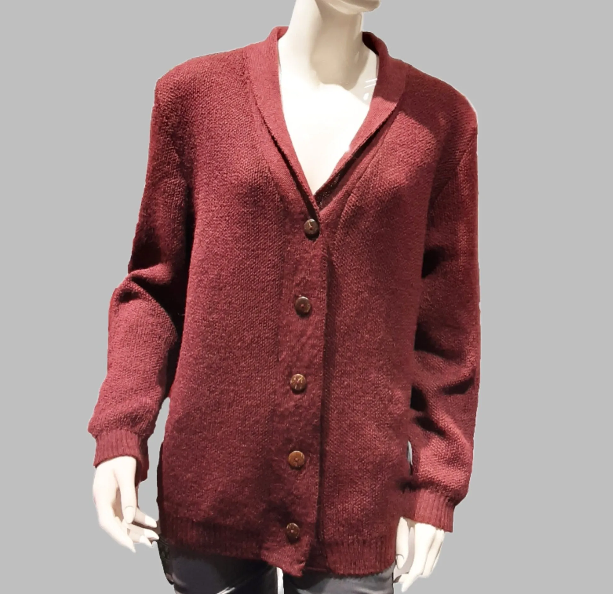 Alpaca Cardigan Lady Cherry Color
