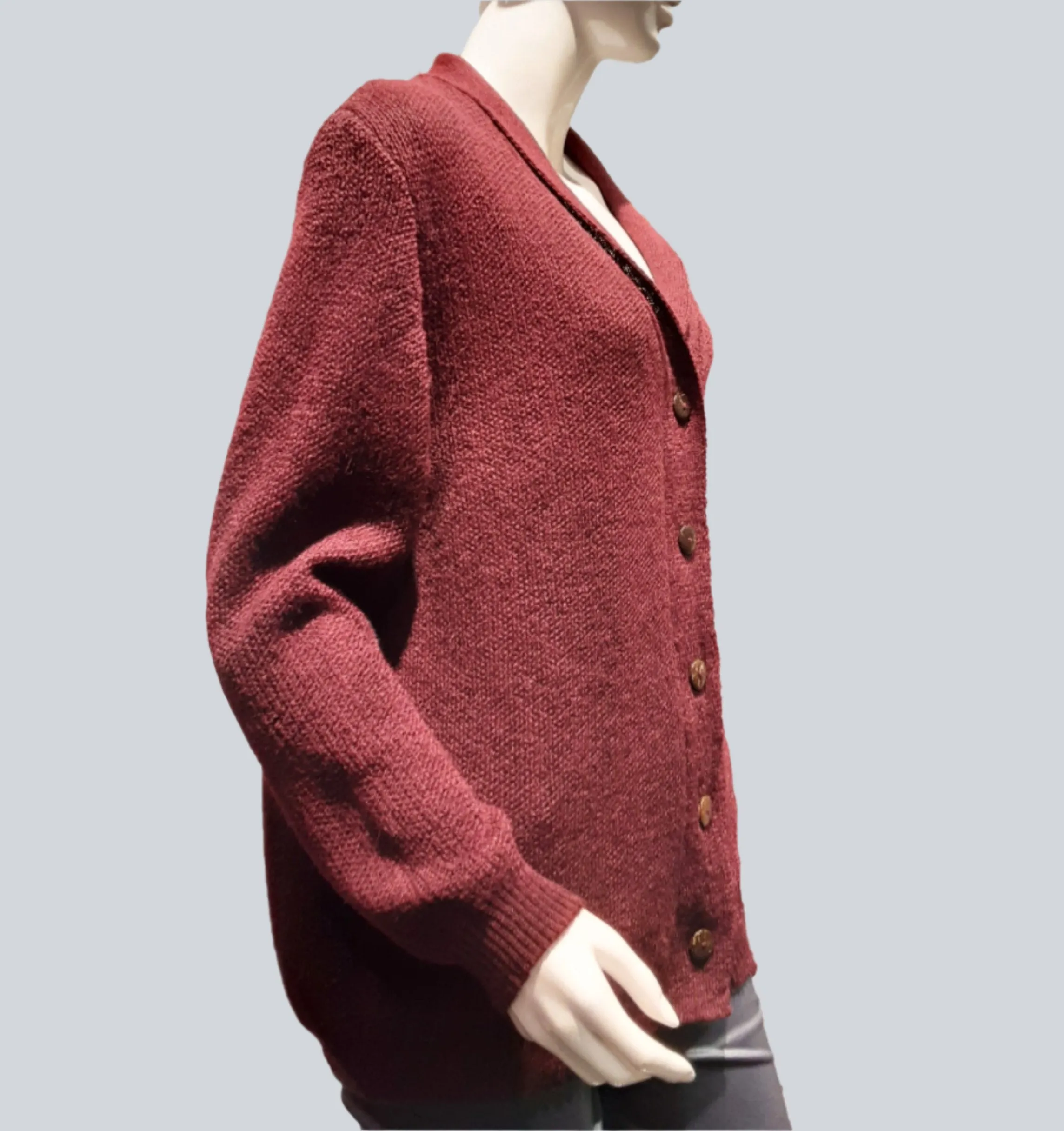 Alpaca Cardigan Lady Cherry Color