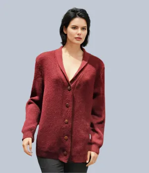 Alpaca Cardigan Lady Cherry Color