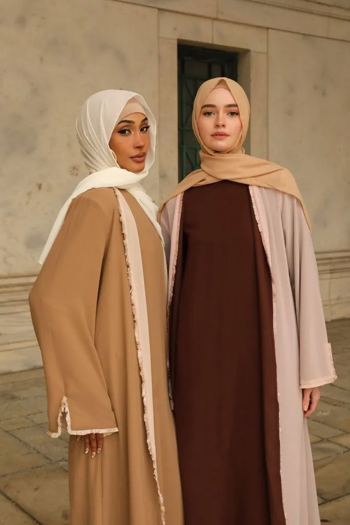 Alwan Reversible Kimono Abaya - Caramel Creme
