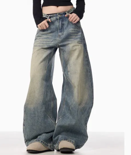 American Retro Loose Wide-leg Jeans For Women