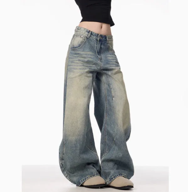 American Retro Loose Wide-leg Jeans For Women